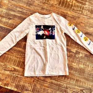 Kids White Graphic Long Sleeve Shirt